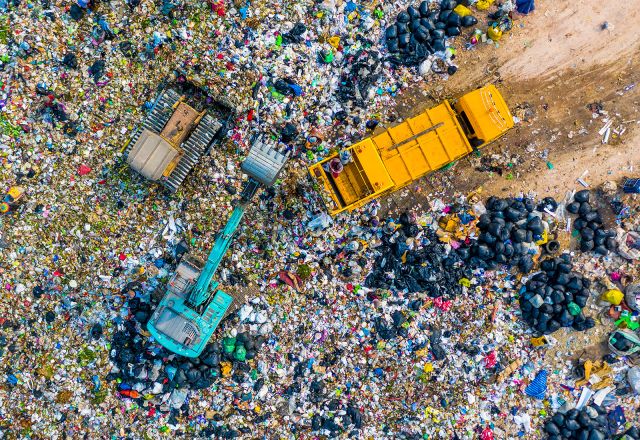 Plastic waste at a dump